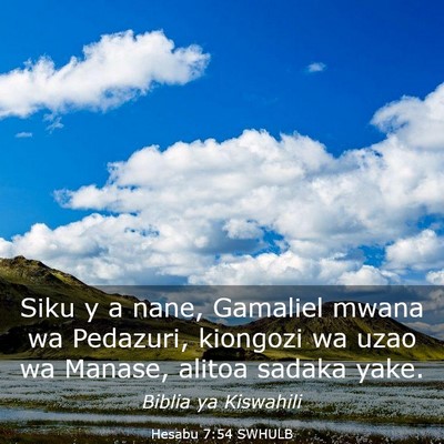 Picture 03 - Hesabu 7:54 SWHULB - Siku y a nane, Gamaliel mwana wa Pedazuri, - Bible Verse Picture