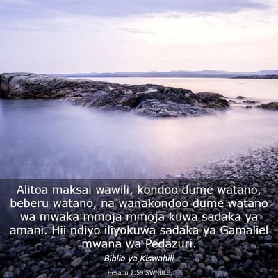 Picture 03 - Hesabu 7:59 SWHULB - Alitoa maksai wawili, kondoo dume watano, beberu - Bible Verse Picture