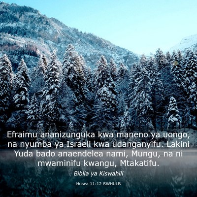 Picture 03 - Hosea 11:12 SWHULB - Efraimu ananizunguka kwa maneno ya uongo, na - Bible Verse Picture