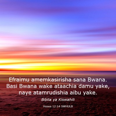 Picture 03 - Hosea 12:14 SWHULB - Efraimu amemkasirisha sana Bwana. Basi Bwana wake - Bible Verse Picture