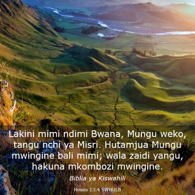 Picture 03 - Hosea 13:4 SWHULB - Lakini mimi ndimi Bwana, Mungu weko, tangu nchi - Bible Verse Picture