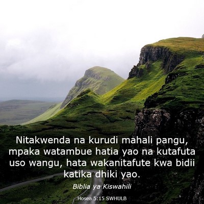 Picture 03 - Hosea 5:15 SWHULB - Nitakwenda na kurudi mahali pangu, mpaka watambue - Bible Verse Picture