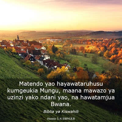 Picture 03 - Hosea 5:4 SWHULB - Matendo yao hayawataruhusu kumgeukia Mungu, maana - Bible Verse Picture