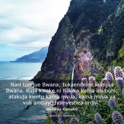 Picture 03 - Hosea 6:3 SWHULB - Nasi tumjue Bwana; tukaendelee kumjua Bwana. Kuja - Bible Verse Picture