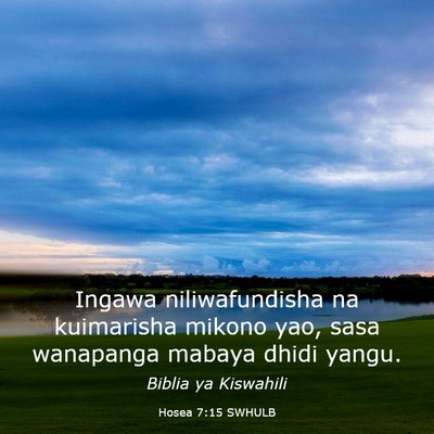 Picture 03 - Hosea 7:15 SWHULB - Ingawa niliwafundisha na kuimarisha mikono yao, - Bible Verse Picture