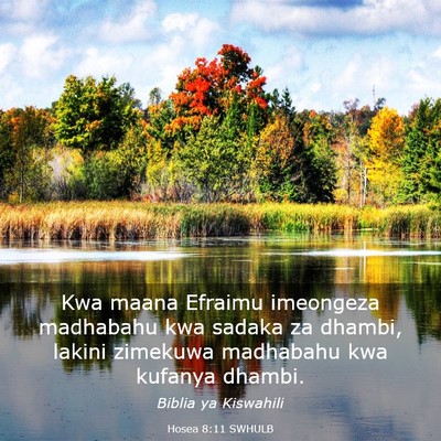 Picture 03 - Hosea 8:11 SWHULB - Kwa maana Efraimu imeongeza madhabahu kwa sadaka - Bible Verse Picture