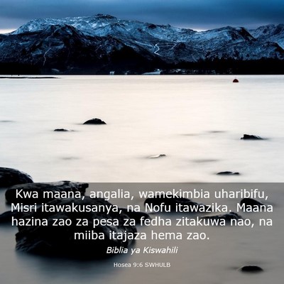 Picture 03 - Hosea 9:6 SWHULB - Kwa maana, angalia, wamekimbia uharibifu, Misri - Bible Verse Picture