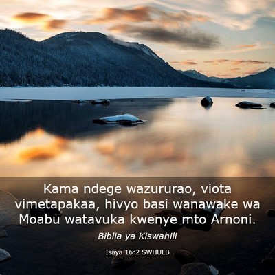 Picture 03 - Isaya 16:2 SWHULB - Kama ndege wazururao, viota vimetapakaa, hivyo - Bible Verse Picture