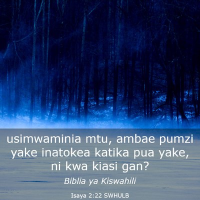 Picture 03 - Isaya 2:22 SWHULB - usimwaminia mtu, ambae pumzi yake inatokea katika - Bible Verse Picture