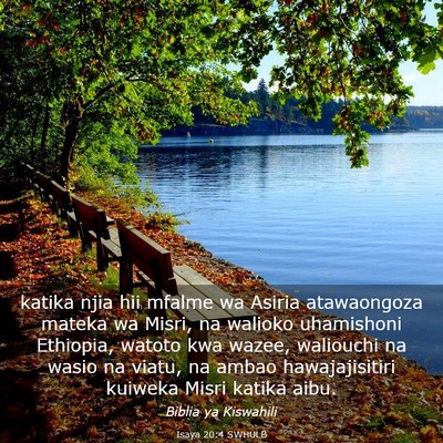 Picture 03 - Isaya 20:4 SWHULB - katika njia hii mfalme wa Asiria atawaongoza - Bible Verse Picture