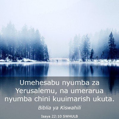 Picture 03 - Isaya 22:10 SWHULB - Umehesabu nyumba za Yerusalemu, na umerarua - Bible Verse Picture