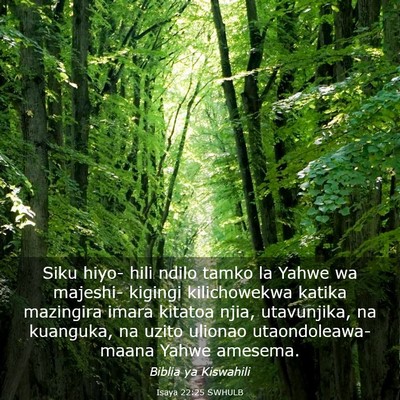 Picture 03 - Isaya 22:25 SWHULB - Siku hiyo- hili ndilo tamko la Yahwe wa majeshi- - Bible Verse Picture