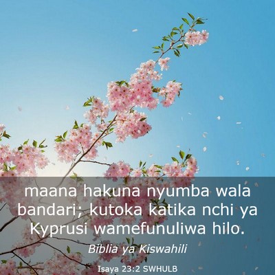 Picture 03 - Isaya 23:2 SWHULB - maana hakuna nyumba wala bandari; kutoka katika - Bible Verse Picture