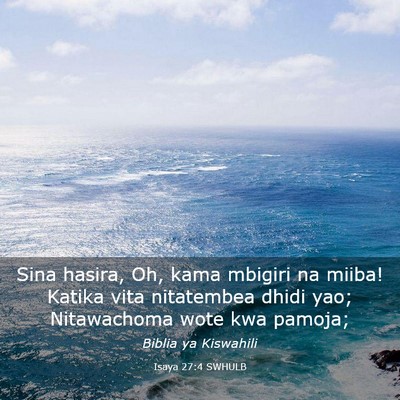 Picture 03 - Isaya 27:4 SWHULB - Sina hasira, Oh, kama mbigiri na miiba! Katika - Bible Verse Picture