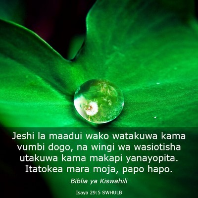 Picture 03 - Isaya 29:5 SWHULB - Jeshi la maadui wako watakuwa kama vumbi dogo, na - Bible Verse Picture