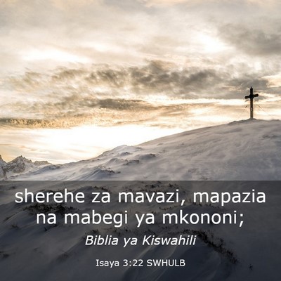 Picture 03 - Isaya 3:22 SWHULB - sherehe za mavazi, mapazia na mabegi ya - Bible Verse Picture
