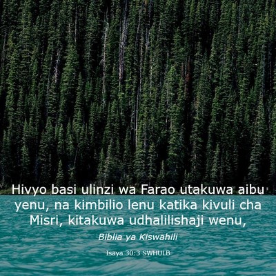 Picture 03 - Isaya 30:3 SWHULB - Hivyo basi ulinzi wa Farao utakuwa aibu yenu, na - Bible Verse Picture