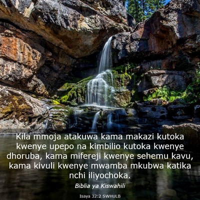 Picture 03 - Isaya 32:2 SWHULB - Kila mmoja atakuwa kama makazi kutoka kwenye - Bible Verse Picture
