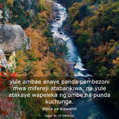 Picture 03 - Isaya 32:20 SWHULB - yule ambae anaye panda pembezoni mwa mifereji - Bible Verse Picture