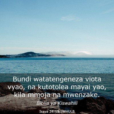 Picture 03 - Isaya 34:15 SWHULB - Bundi watatengeneza viota vyao, na kutotolea - Bible Verse Picture