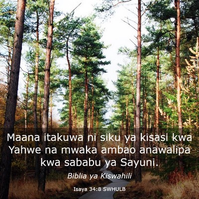 Picture 03 - Isaya 34:8 SWHULB - Maana itakuwa ni siku ya kisasi kwa Yahwe na - Bible Verse Picture