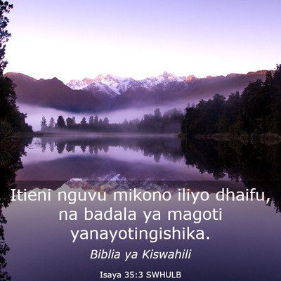 Picture 03 - Isaya 35:3 SWHULB - Itieni nguvu mikono iliyo dhaifu, na badala ya - Bible Verse Picture