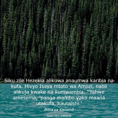 Picture 03 - Isaya 38:1 SWHULB - Siku zile Hezekia alikuwa anaumwa karibia na - Bible Verse Picture