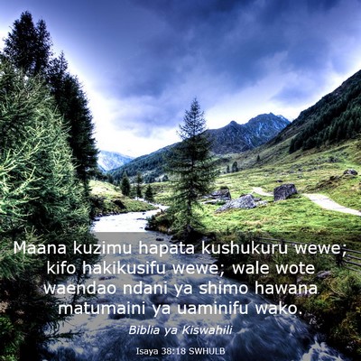 Picture 03 - Isaya 38:18 SWHULB - Maana kuzimu hapata kushukuru wewe; kifo - Bible Verse Picture