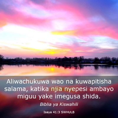 Picture 03 - Isaya 41:3 SWHULB - Aliwachukuwa wao na kuwapitisha salama, katika - Bible Verse Picture