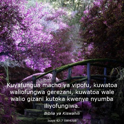 Picture 03 - Isaya 42:7 SWHULB - Kuyafungua macho ya vipofu, kuwatoa waliofungwa - Bible Verse Picture