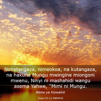 Picture 03 - Isaya 43:12 SWHULB - Nimetangaza, nimeokoa, na kutangaza, na hakuna - Bible Verse Picture