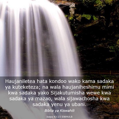Picture 03 - Isaya 43:23 SWHULB - Haujaniletea hata kondoo wako kama sadaka ya - Bible Verse Picture