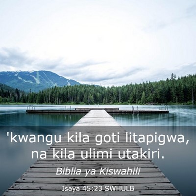 Picture 03 - Isaya 45:23 SWHULB - 'kwangu kila goti litapigwa, na kila ulimi - Bible Verse Picture