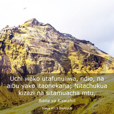 Picture 03 - Isaya 47:3 SWHULB - Uchi wako utafunuliwa, ndio, na aibu yako - Bible Verse Picture