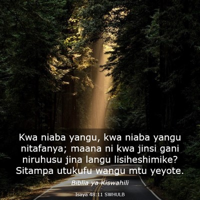 Picture 03 - Isaya 48:11 SWHULB - Kwa niaba yangu, kwa niaba yangu nitafanya; maana - Bible Verse Picture
