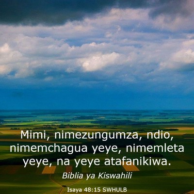 Picture 03 - Isaya 48:15 SWHULB - Mimi, nimezungumza, ndio, nimemchagua yeye, - Bible Verse Picture