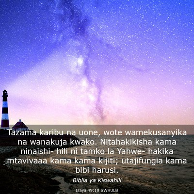 Picture 03 - Isaya 49:18 SWHULB - Tazama karibu na uone, wote wamekusanyika na - Bible Verse Picture