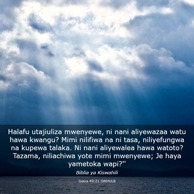 Picture 03 - Isaya 49:21 SWHULB - Halafu utajiuliza mwenyewe, ni nani aliyewazaa - Bible Verse Picture