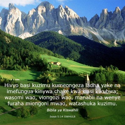 Picture 03 - Isaya 5:14 SWHULB - Hivyo basi kuzimu kumeongeza ladha yake na - Bible Verse Picture