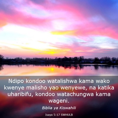 Picture 03 - Isaya 5:17 SWHULB - Ndipo kondoo watalishwa kama wako kwenye malisho - Bible Verse Picture