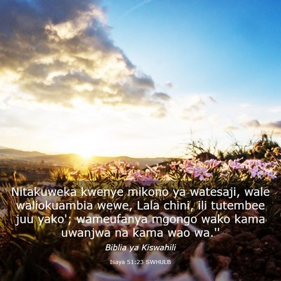 Picture 03 - Isaya 51:23 SWHULB - Nitakuweka kwenye mikono ya watesaji, wale - Bible Verse Picture