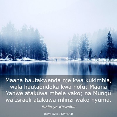 Picture 03 - Isaya 52:12 SWHULB - Maana hautakwenda nje kwa kukimbia, wala - Bible Verse Picture