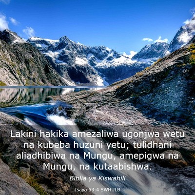 Picture 03 - Isaya 53:4 SWHULB - Lakini hakika amezaliwa ugonjwa wetu na kubeba - Bible Verse Picture