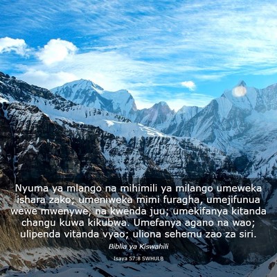 Picture 03 - Isaya 57:8 SWHULB - Nyuma ya mlango na mihimili ya milango umeweka - Bible Verse Picture