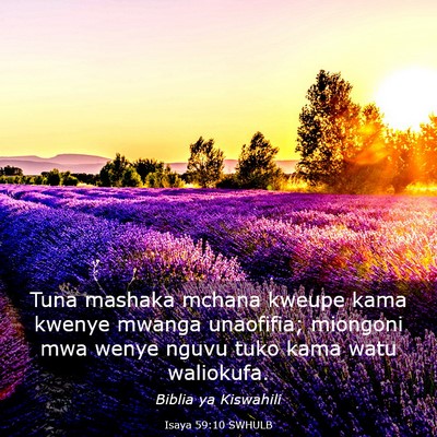 Picture 03 - Isaya 59:10 SWHULB - Tuna mashaka mchana kweupe kama kwenye mwanga - Bible Verse Picture