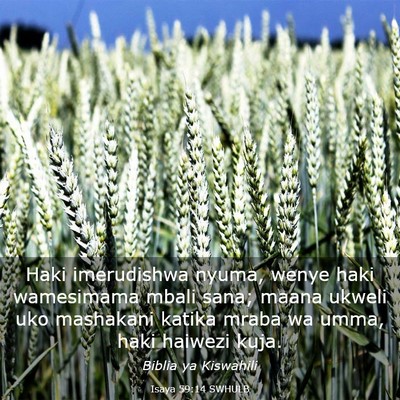 Picture 03 - Isaya 59:14 SWHULB - Haki imerudishwa nyuma, wenye haki wamesimama - Bible Verse Picture