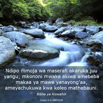Picture 03 - Isaya 6:6 SWHULB - Ndipo mmoja wa maserafi akaruka juu yangu; - Bible Verse Picture