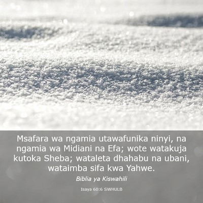 Picture 03 - Isaya 60:6 SWHULB - Msafara wa ngamia utawafunika ninyi, na ngamia wa - Bible Verse Picture