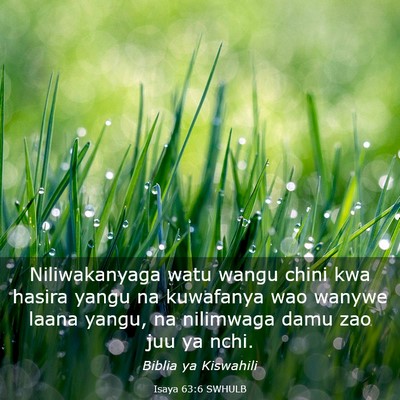 Picture 03 - Isaya 63:6 SWHULB - Niliwakanyaga watu wangu chini kwa hasira yangu - Bible Verse Picture