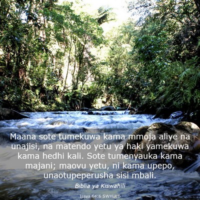Picture 03 - Isaya 64:6 SWHULB - Maana sote tumekuwa kama mmoja aliye na unajisi, - Bible Verse Picture